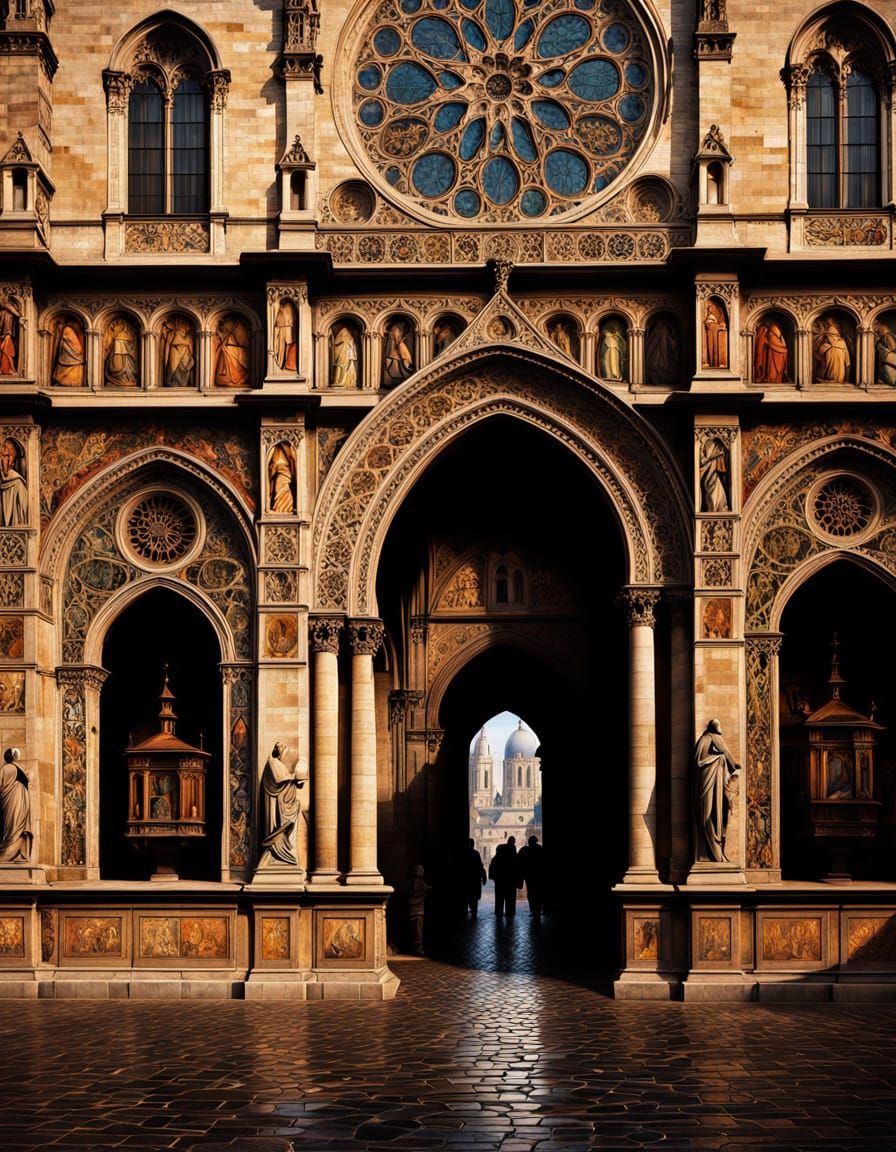 Renaissance City Scene in Golden Hour