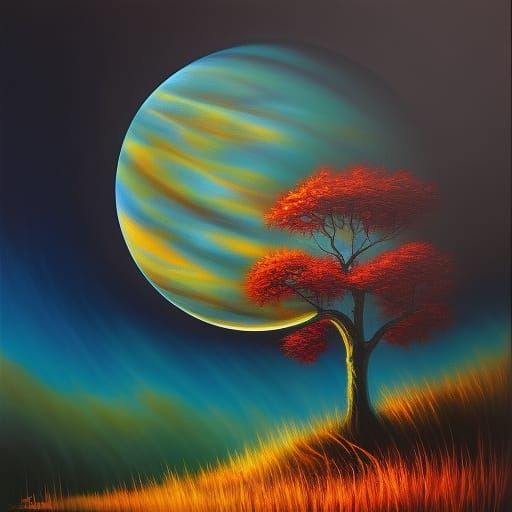 Halloween Wheat Field Fantasy Digital Painting