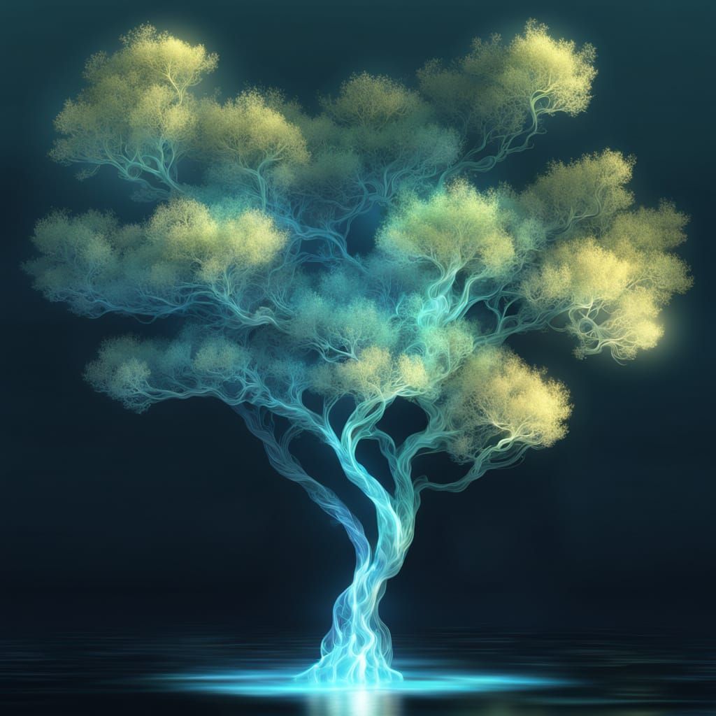 Abstract Transparent Tree by Ethereal Sea in Vector Fractal ...
