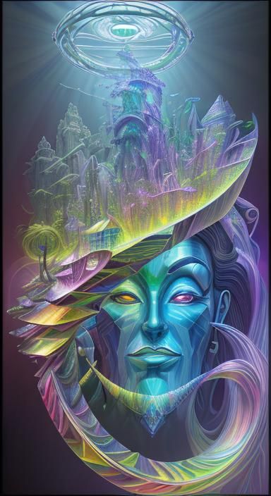 Glowing Crystal Music Frequency Analysis in Surreal Cubist S...