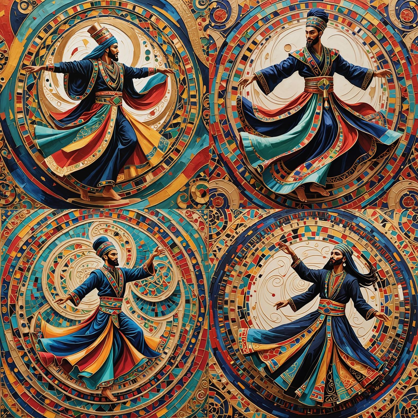 Abstract Tanoura Dancer in Geometric Fauvism Style