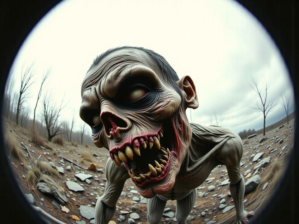 Fisheye View of a Mysterious Zombie Figure