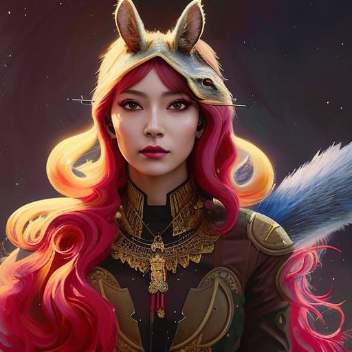 Squirrel Woman Casting Magic, Fantasy Concept Art