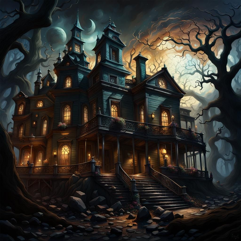 Dreamy Sleepy Hollow Landscape with Volumetric Lighting