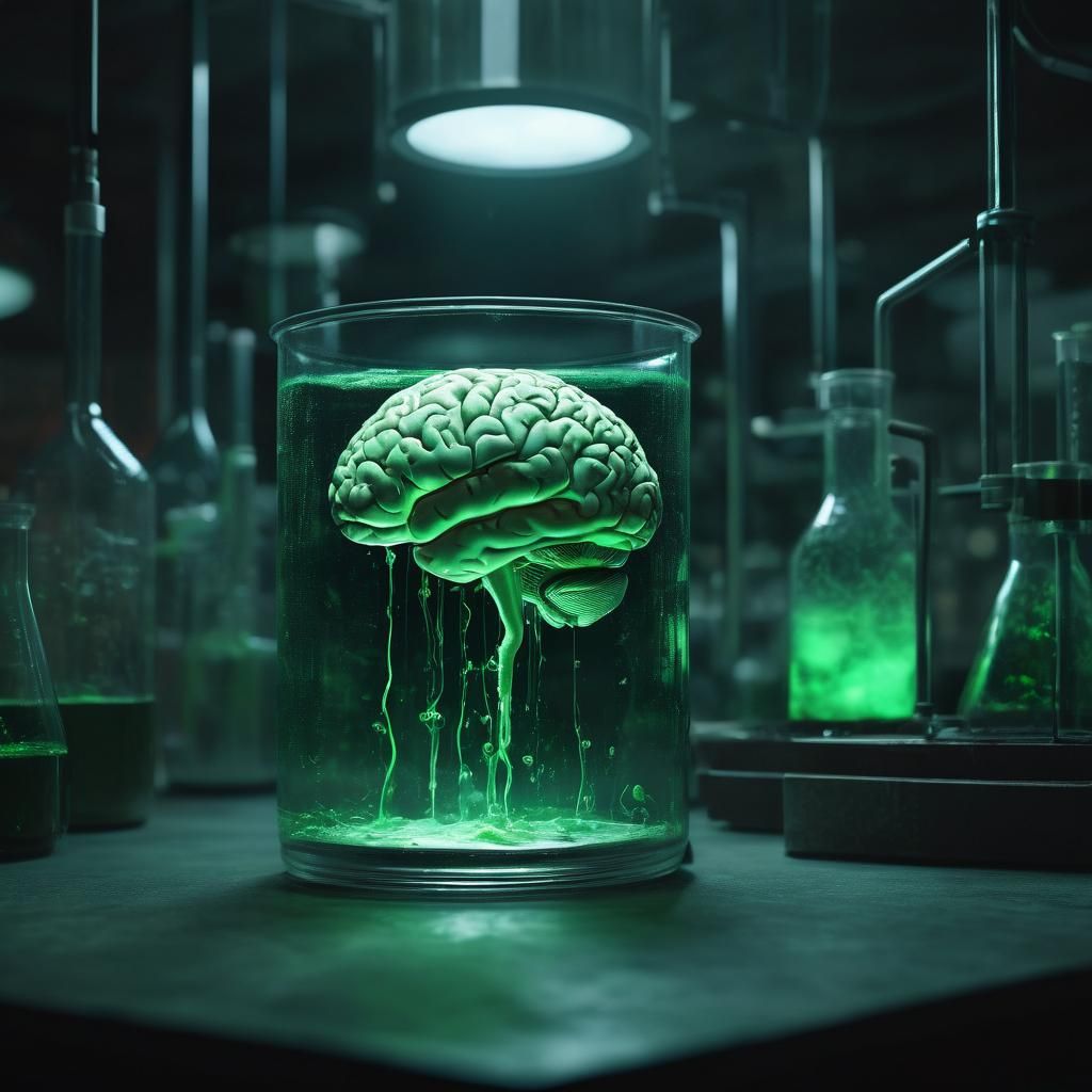 Eerie Brain in Dystopian Laboratory