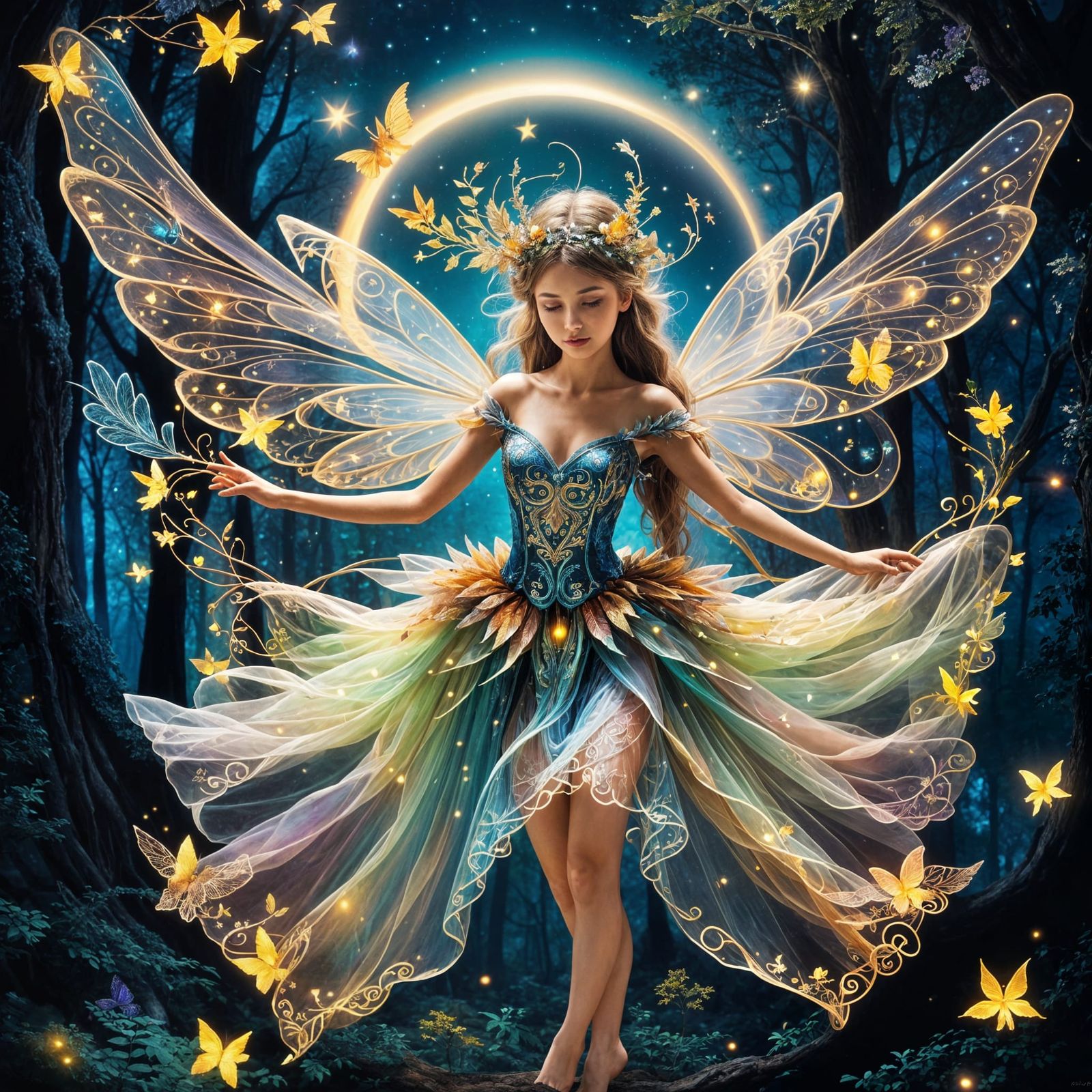 fairy with tulle wings and skirt