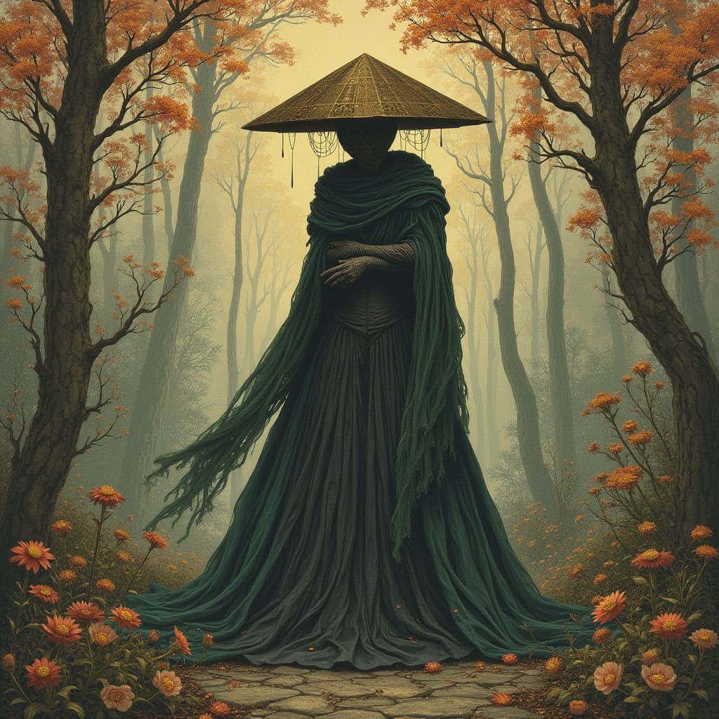 Pyramid Head in Art Nouveau Landscape