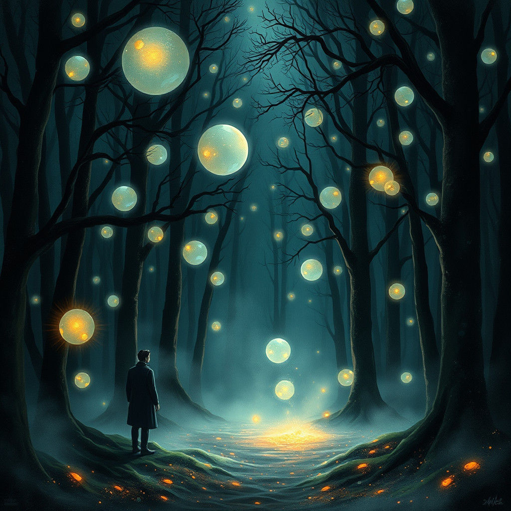 Mystical Figure in an Ethereal Forest Scene, Hyperdetailed a...