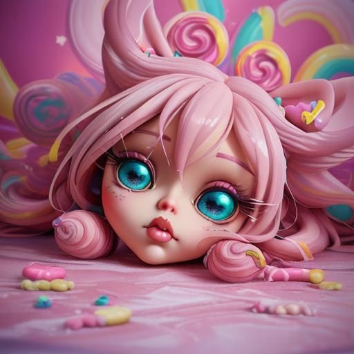 Cute Bratz Doll in Candy Art Style