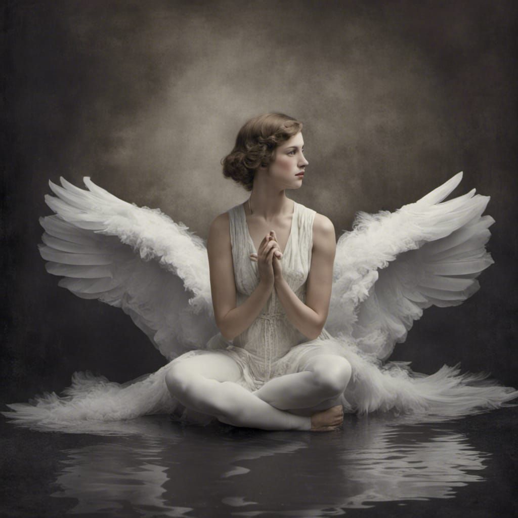 Woman Transforms to Swan: 1900s Style Photo