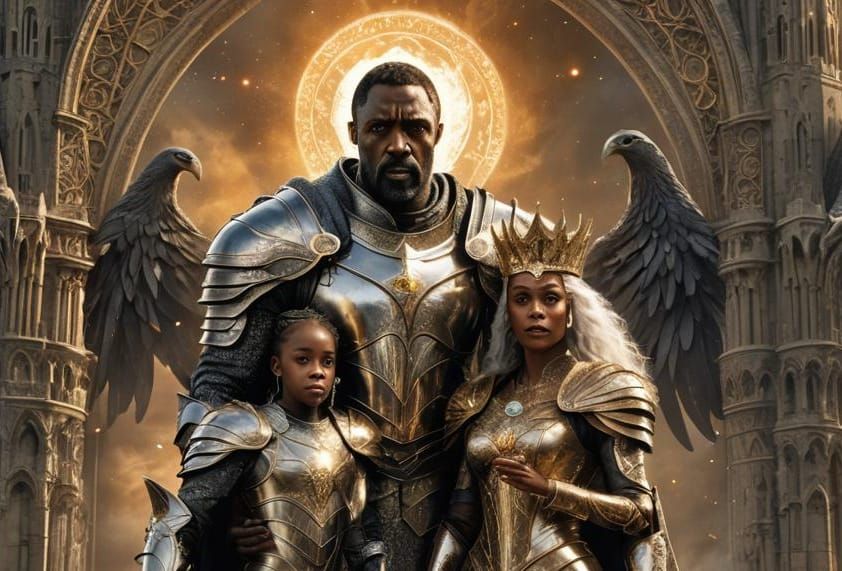 Winged Knight with Companions: Fantasy Concept Art