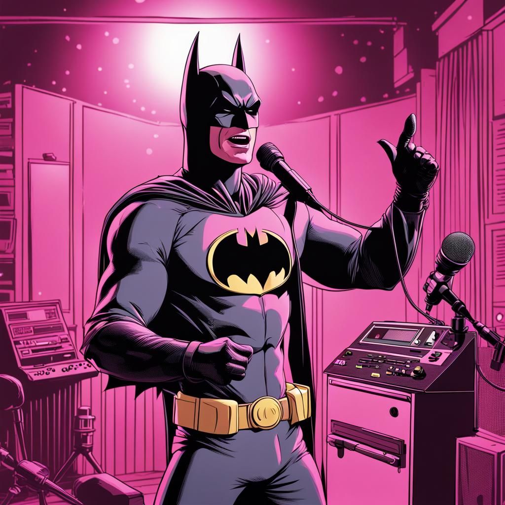 Batman Sings Karaoke in a Pink Room