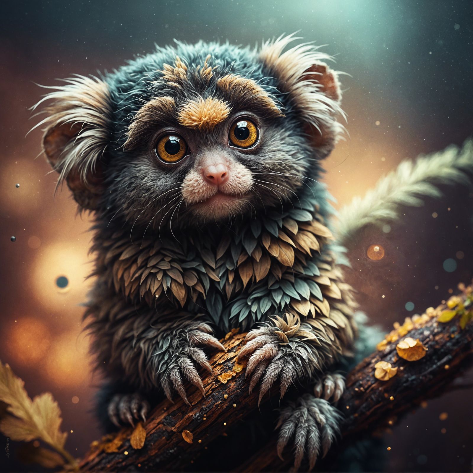 Adorable Pygmy Marmoset Concept Art in Hyperrealist Style
