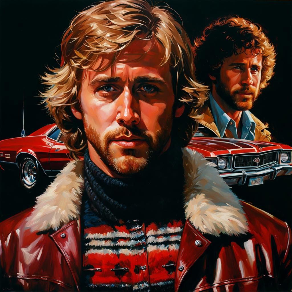 Ryan Gosling and Bob Ross in 1970s Oil Painting