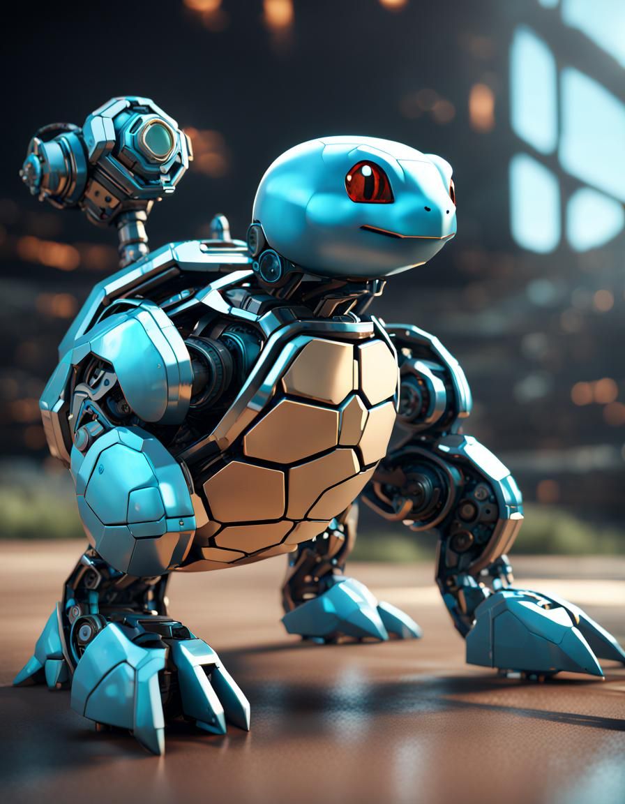 Futuristic Sci-Fi Squirtle with Mech Details
