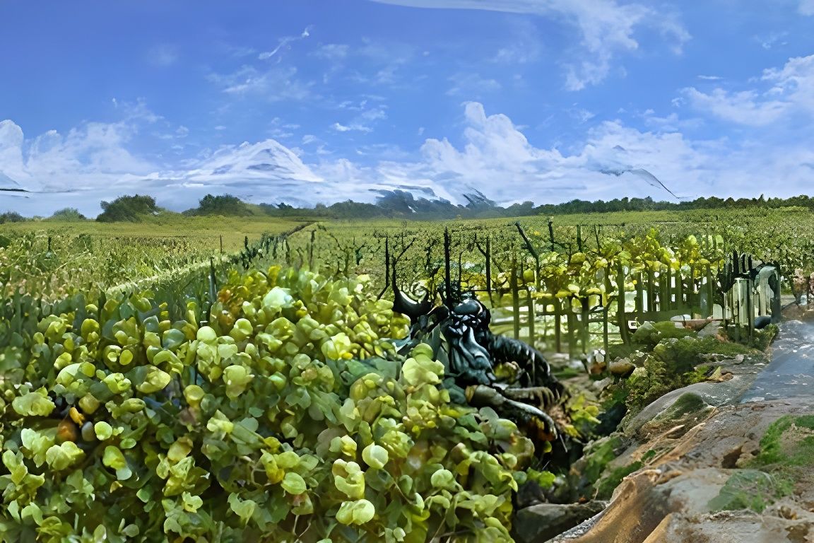 Vineyard Illustration in Doré Style