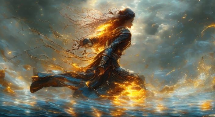 Couple Reaching Through Elements, Hyperrealistic