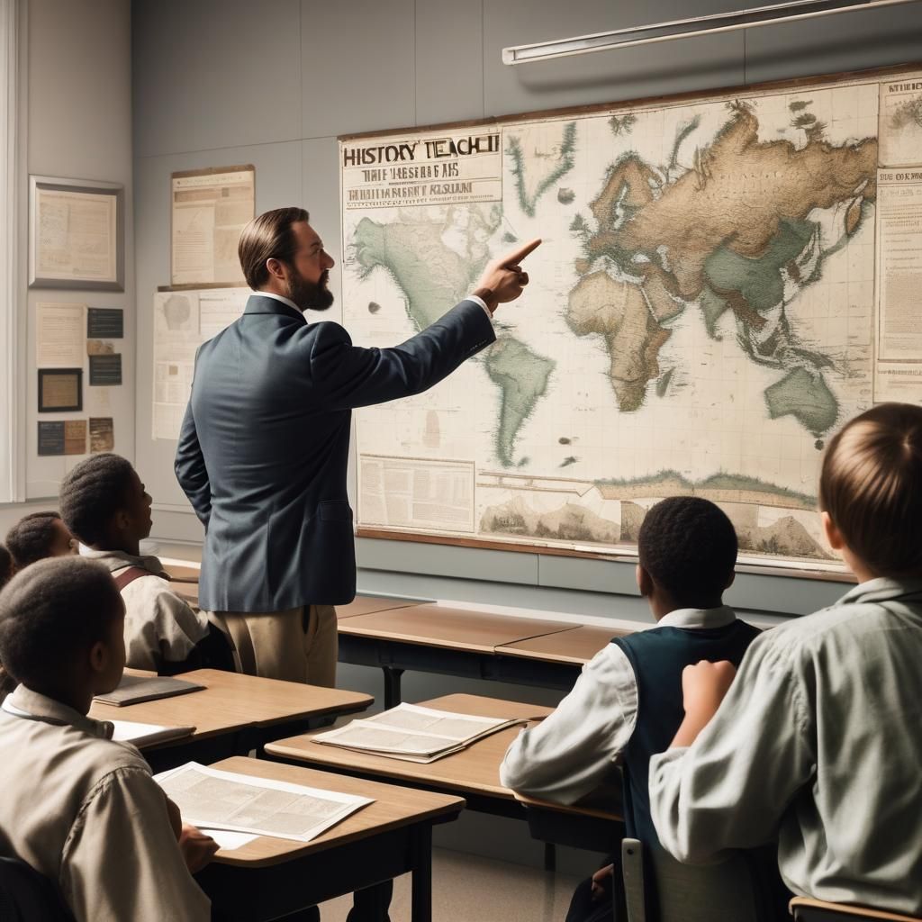 History Teacher Educating Students in Classroom