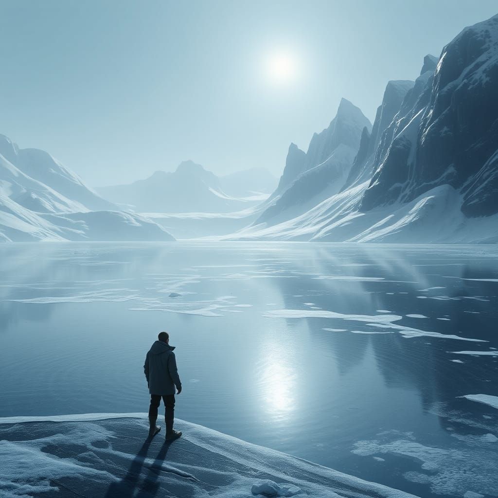 Arctic Reverie: Frozen Lake and Glaciers