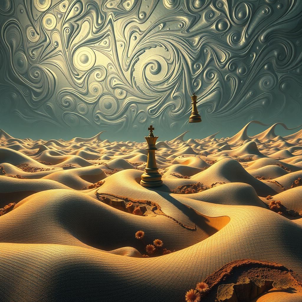 Surreal Vortex: Elastic Flora and Metallic Sky