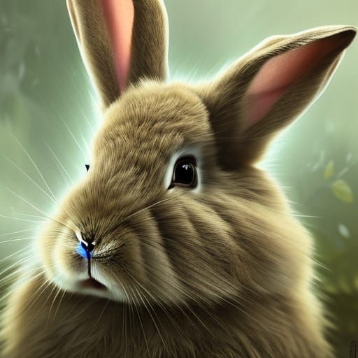Cute Rabbit in Hyperdetailed Forest Concept Art