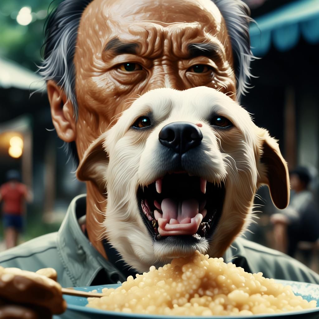 Hyperrealistic Person Chasing Dog in Cinematic Style