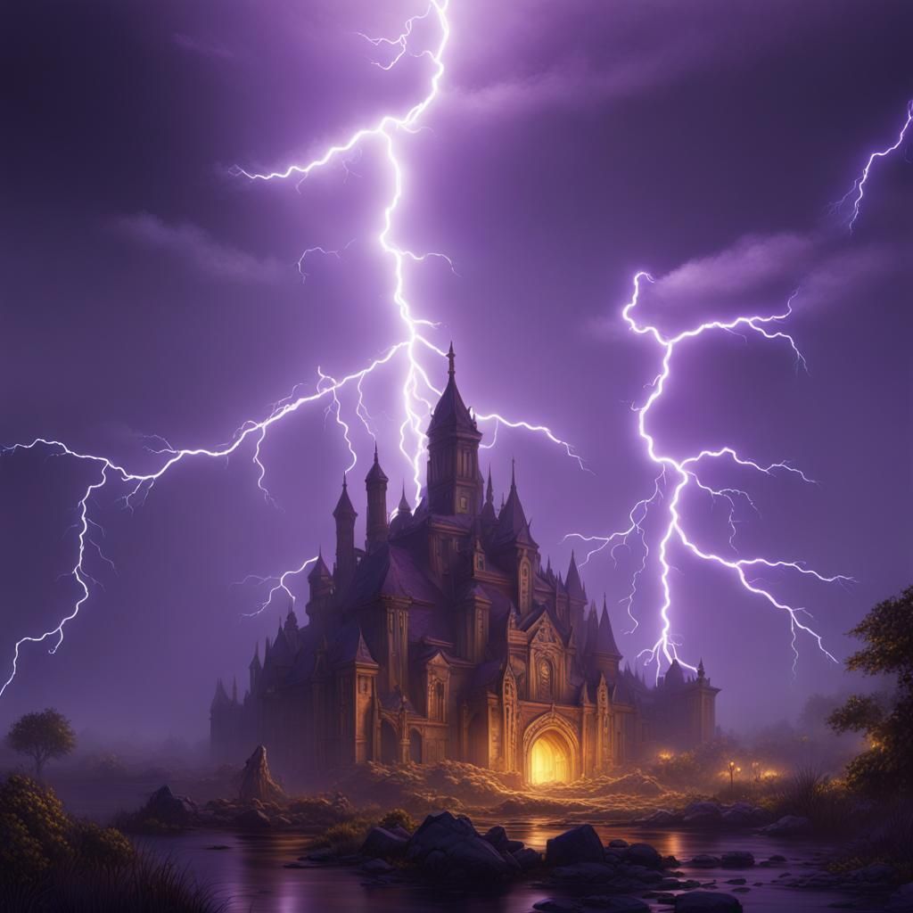 Dramatic Lightning Strikes in Dark Fantasy Art