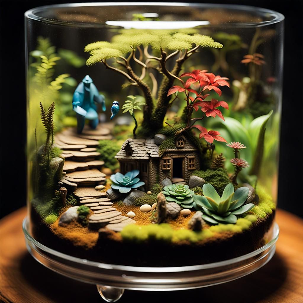 Miniature Terrarium Ecosystems in Glass