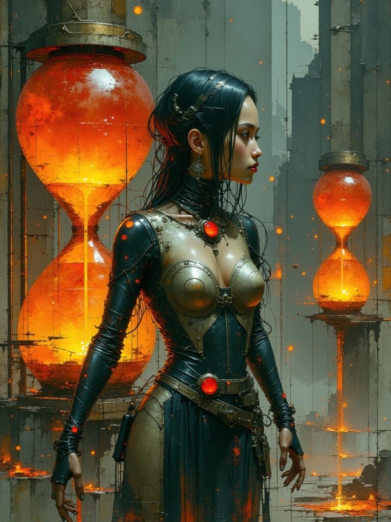 Cybernetic Warriors in Dark Surreal Battlefield