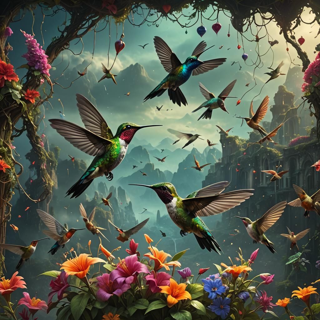 Hummingbird Heartbeat: Epic Cinematic Digital Painting