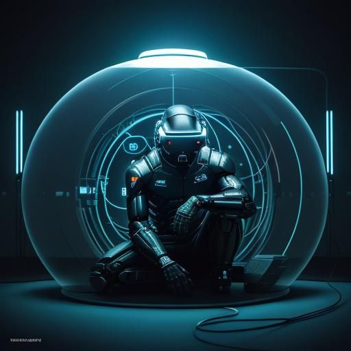 Meditating in a Cybernetic VR Pod: Cinematic Still