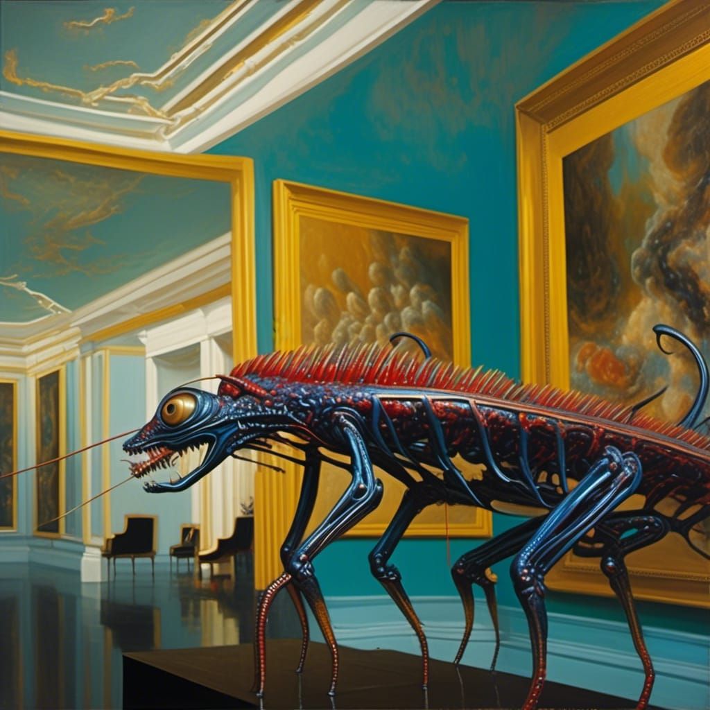 Abstracted Alien Portrait with Bizarre Creatures