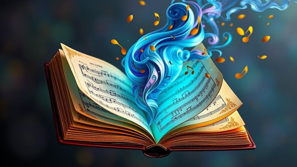 Floating Music Book with Aurora Notes
