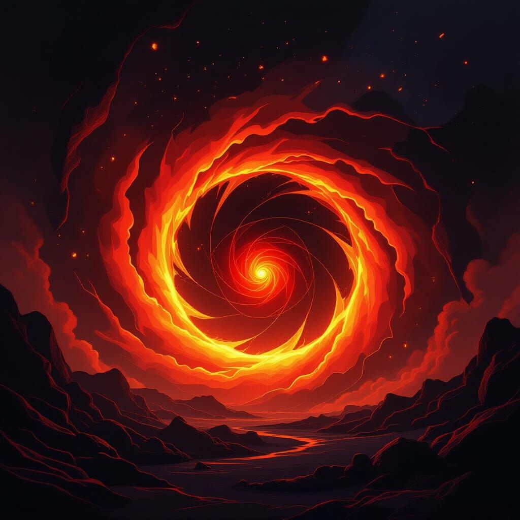 Fiery Vortex with Molten Lava Flames
