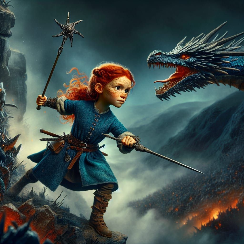 Dragon Slayer in Oil Matte Painting Style