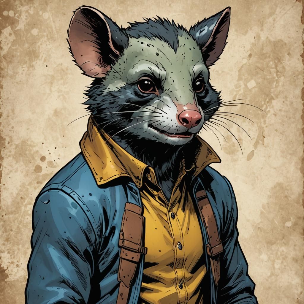 Incel Possum Character in Marvel Comics Style