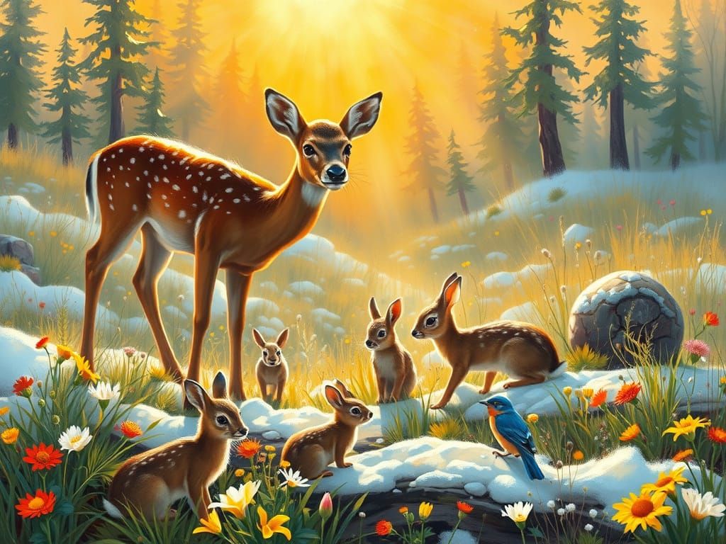 Vibrant Alaskan Spring Morning in Impressionist Style