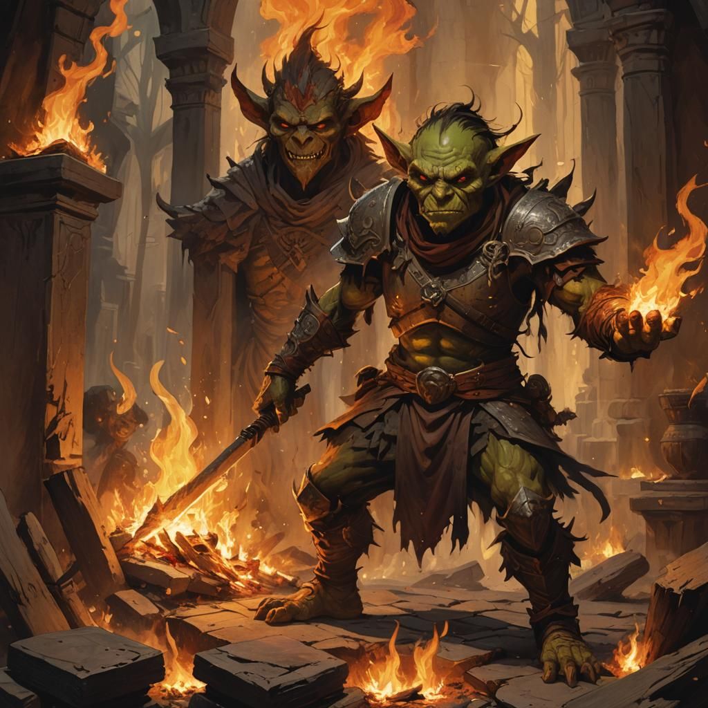 Goblin Warrior Consecrates Demon with Fire on Autumn Equinox