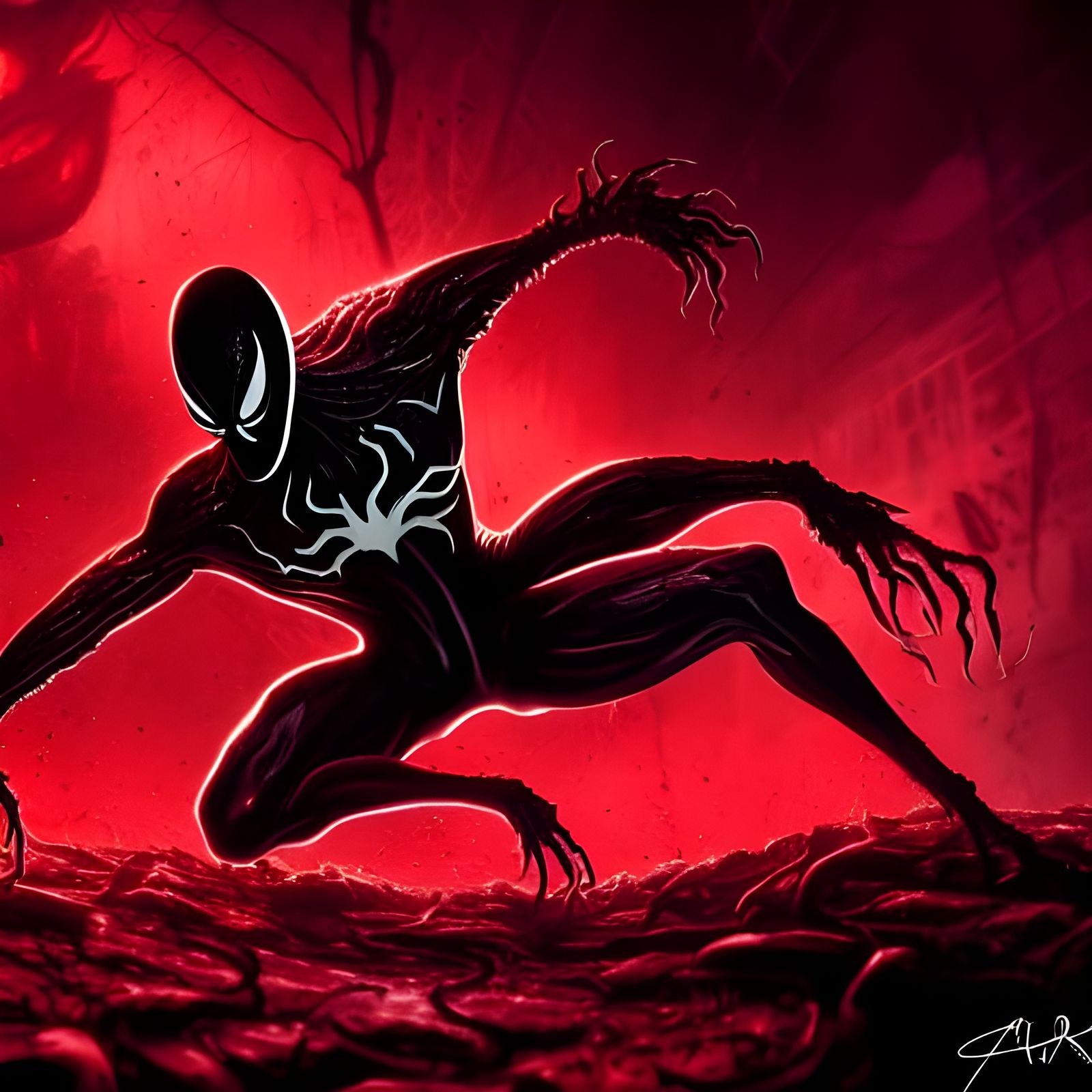 Detailed Photoillustration of Carnage in Cel-Shaded Style