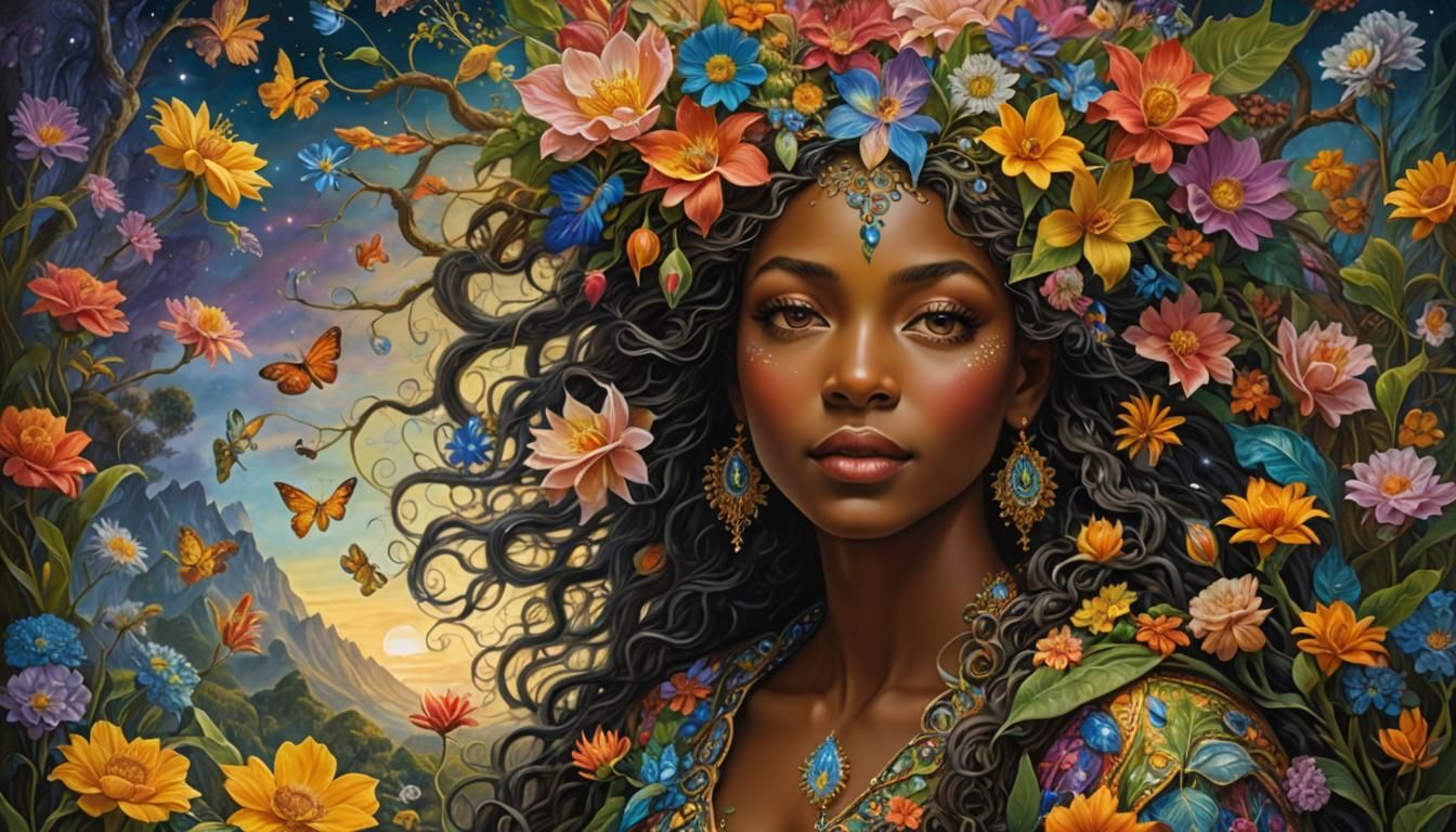 Radiant Joy Portrait in Surreal Matte Painting Style