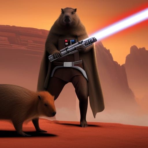 Capybara Versus Jedi in Star Wars Battle