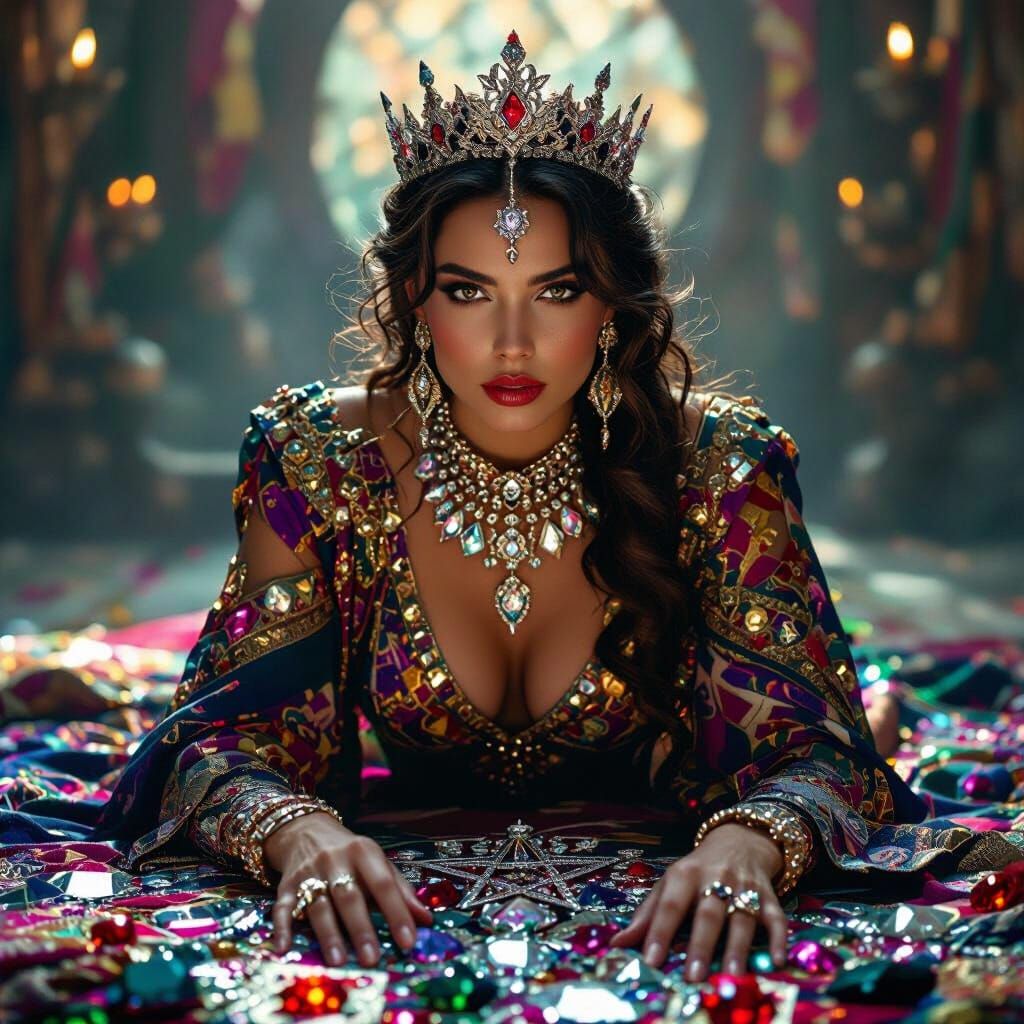 Queen of Diamonds Tarot Card Portrait