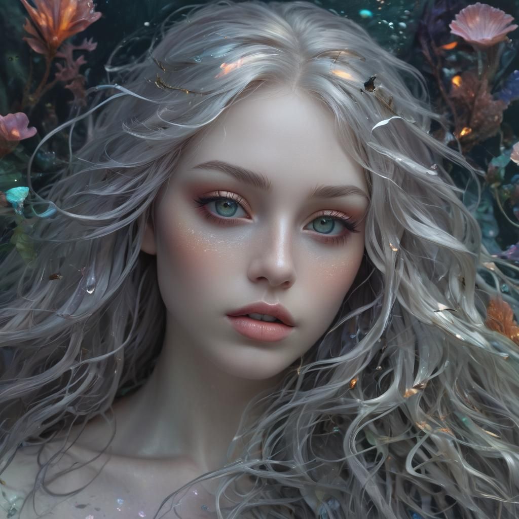 Mermaid Portrait in Dark Fantasy Art Style