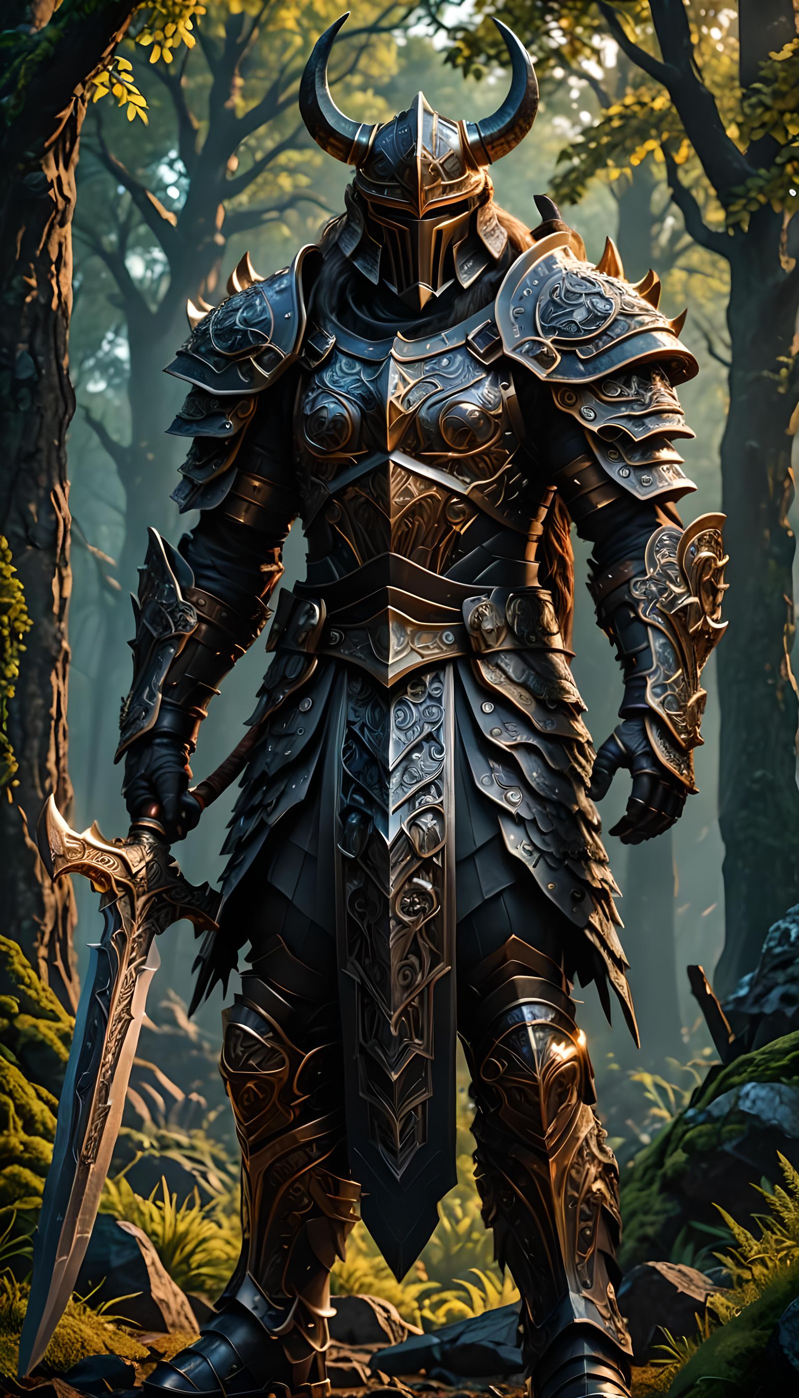 Berserker God of Weapons in Obsidian Armor