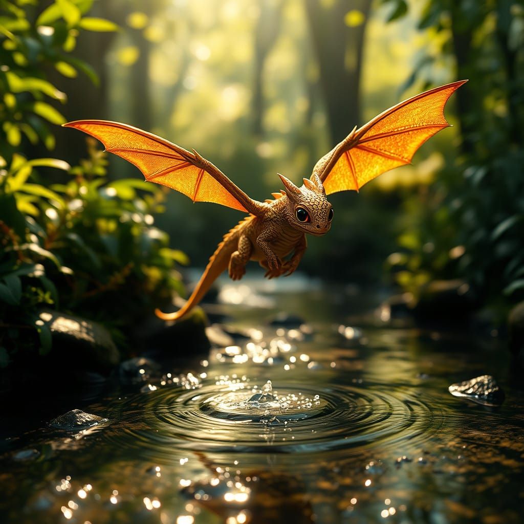 Majestic Dragon in Sun-Dappled Forest