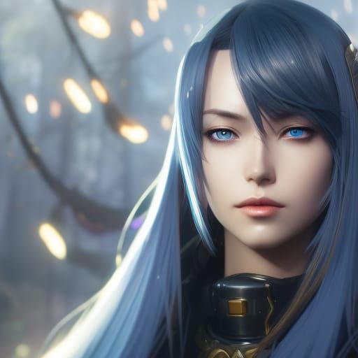 Victorian Assassin with Ice Blue Eyes in Anime Style