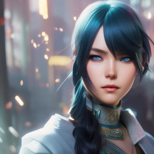 Victorian Assassin with Ice Eyes in Anime Style