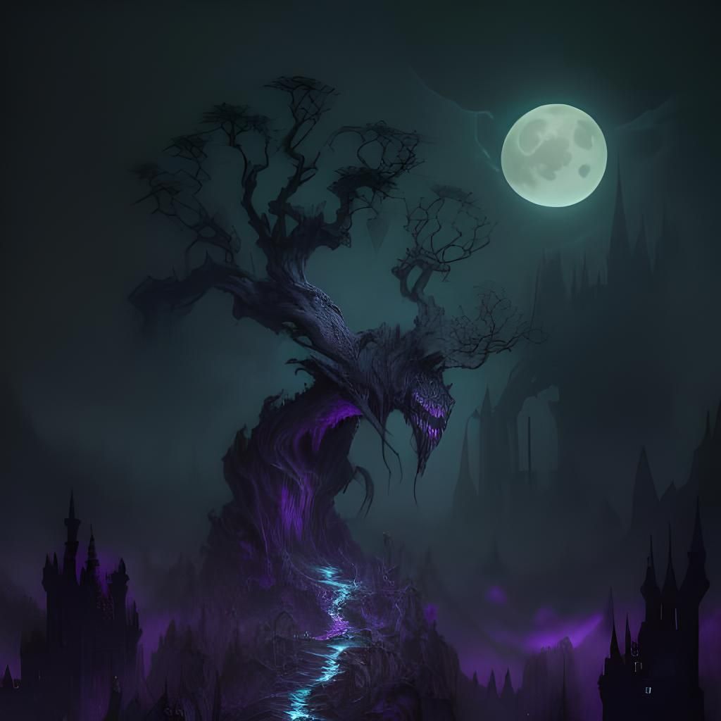 Haunted House in Dark Forest Concept Art