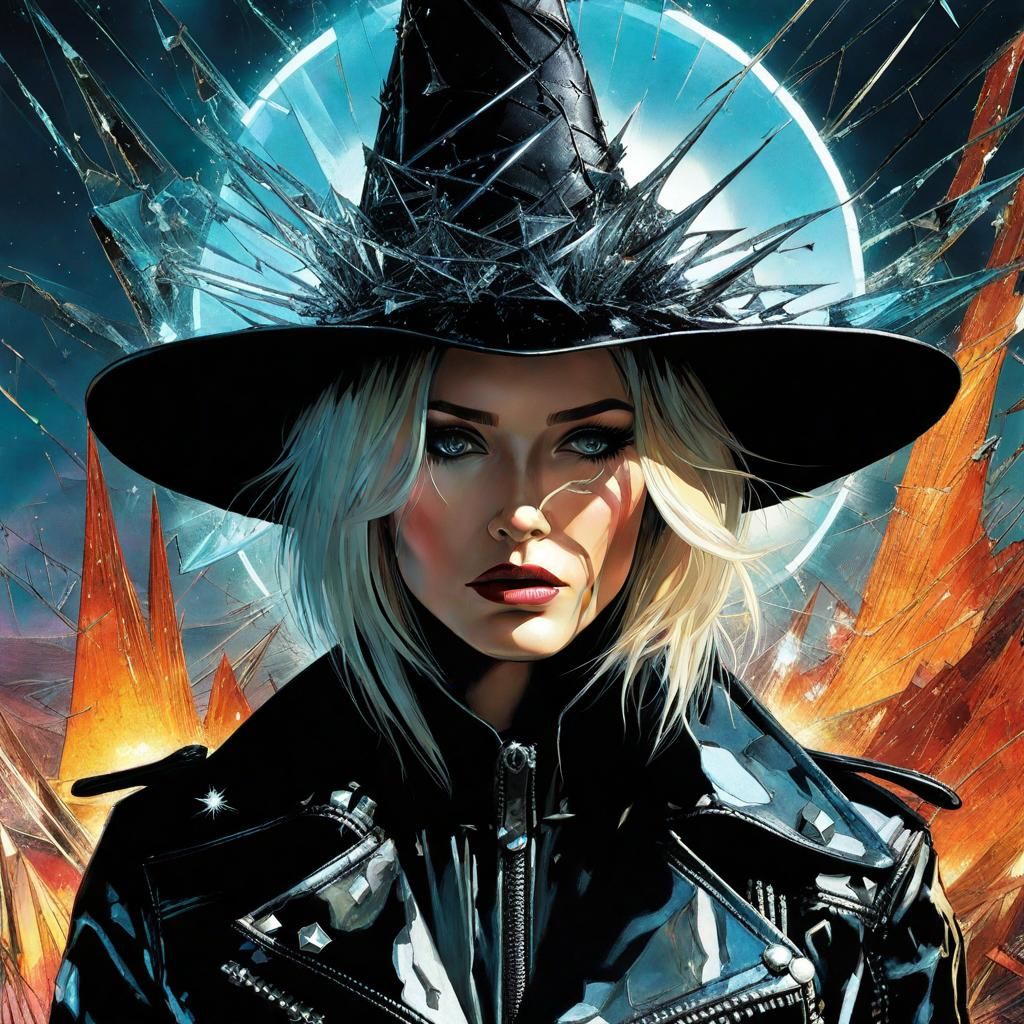 Post-Punk Witch in Shattered Glass Frame