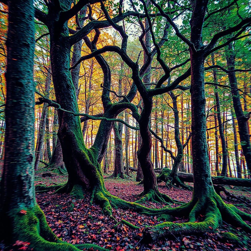 Surreal Glitching Forest Digital Dreamscape